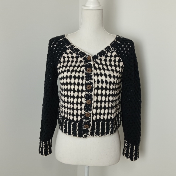Pure Handknit Crochet Cardigan - Picture 1 of 6
